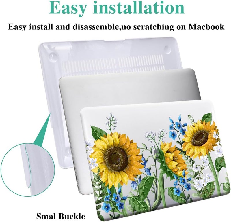 KEROM Compatible for MacBook Air 13 inch Case 2025-2022 M4 M3 M2 A3240 A3113 A2681, MacBook Air M4 13 inch Case, Protective Plastic Hard Shell & Keyboard Cover for Mac Air 13.6'', Sunflower - Image 2